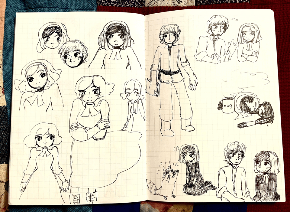 a page of morning doodles