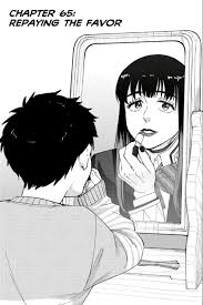 A young boy putting on lipstick looking in the mirror where his older, more feminine true self in the mirror.