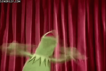 gif of Kermit the Frog excitedly flailing his arms