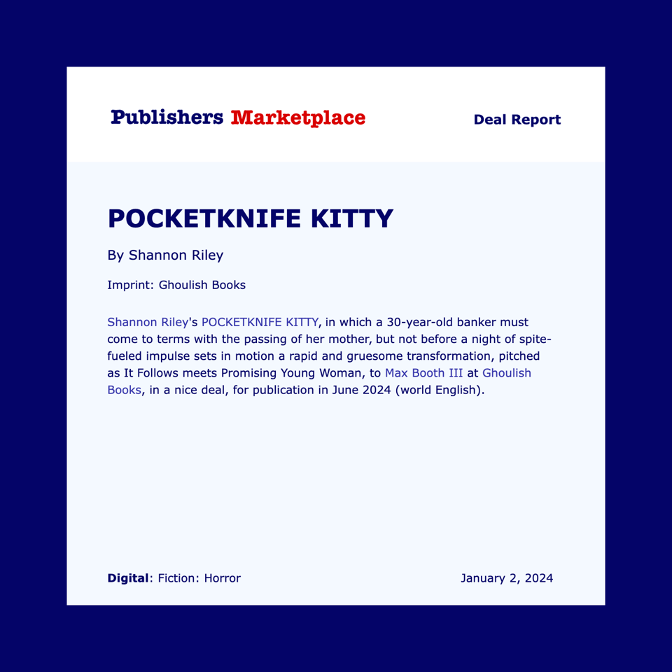 pocketknife kitty publishers marketplace announcement