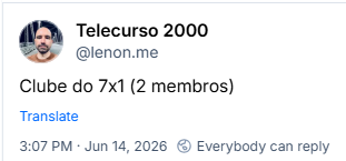 Post de Telecurso 2000 (@lenon.me): Clube do 7x1 (2 membros)
