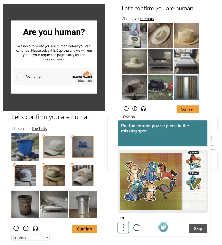 Four sample CAPTCHA images