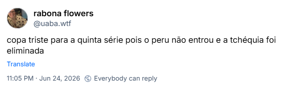 Post de rabona flowers (‪@uaba.wtf‬): copa triste para a quinta série pois o peru não entrou e a tchéquia foi eliminada