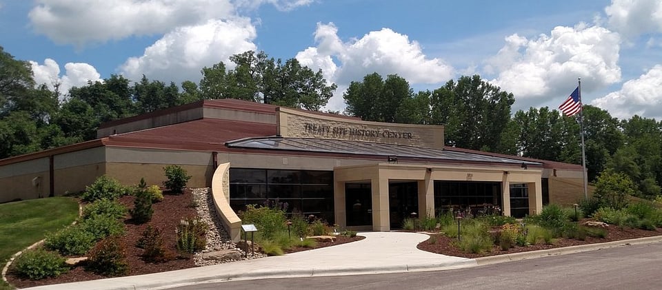 Photo of building bearing the words "Treat Site History Center"