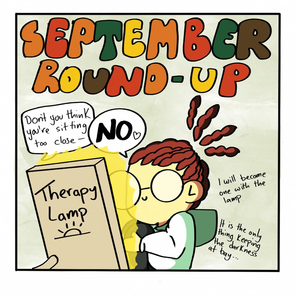 Vincent is sitting close to a therapy lamp