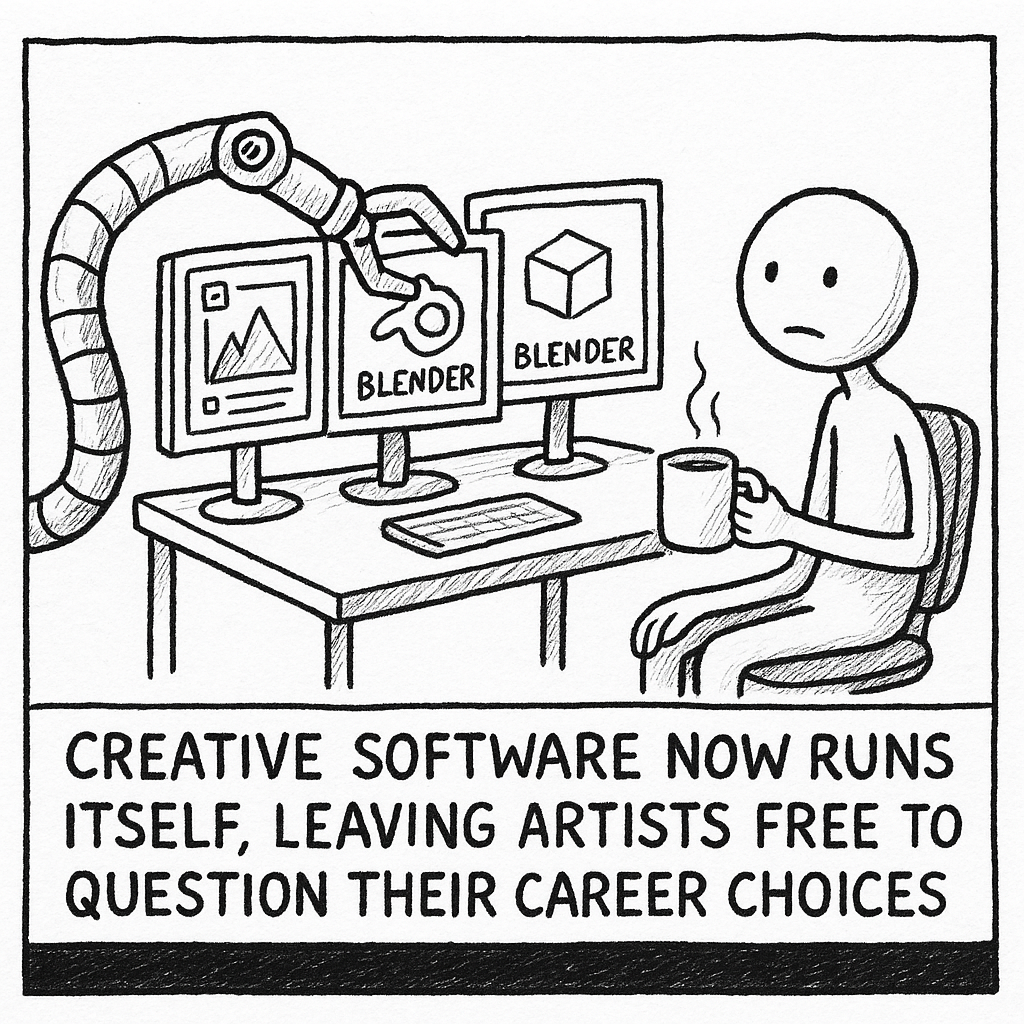 CREATIVE SOFTWARE NOW RUNS ITSELF, LEAVING ARTISTS FREE TO QUESTION THEIR CAREER CHOICES.