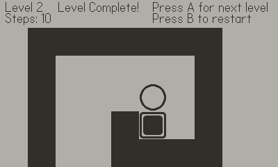 Screenshot of one of the chapter’s games, Sokoban