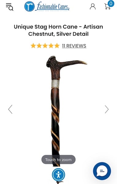 Cane with a stag horn part as its handle
