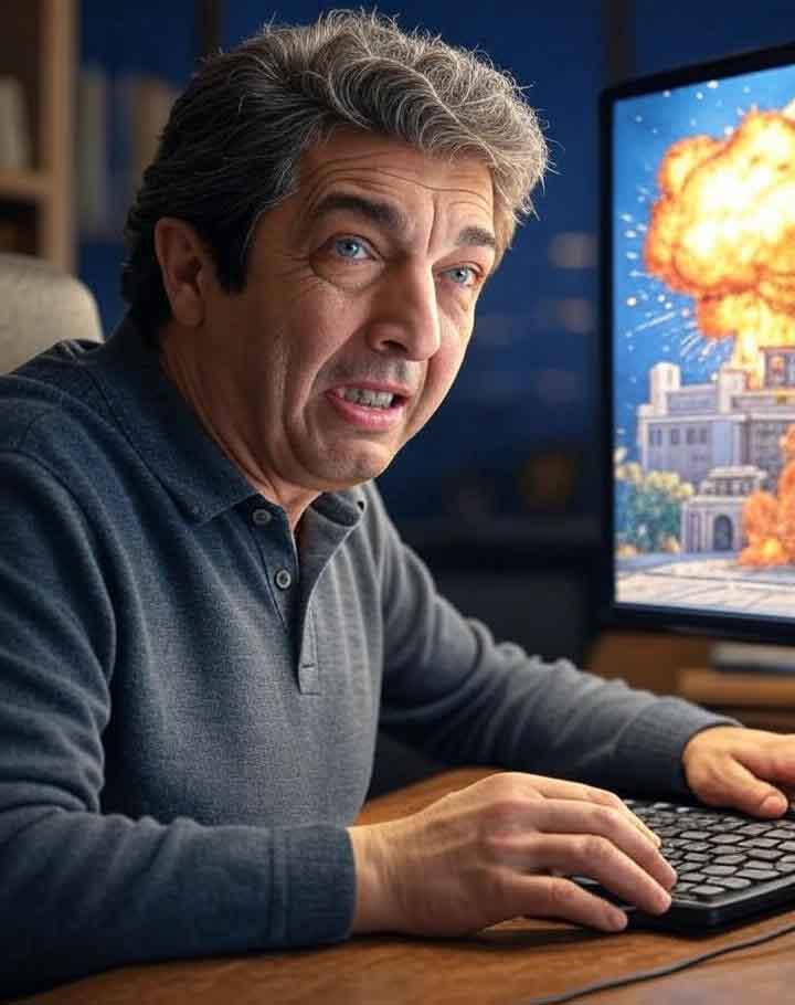 Ricardo Darín editando FX en una PC
