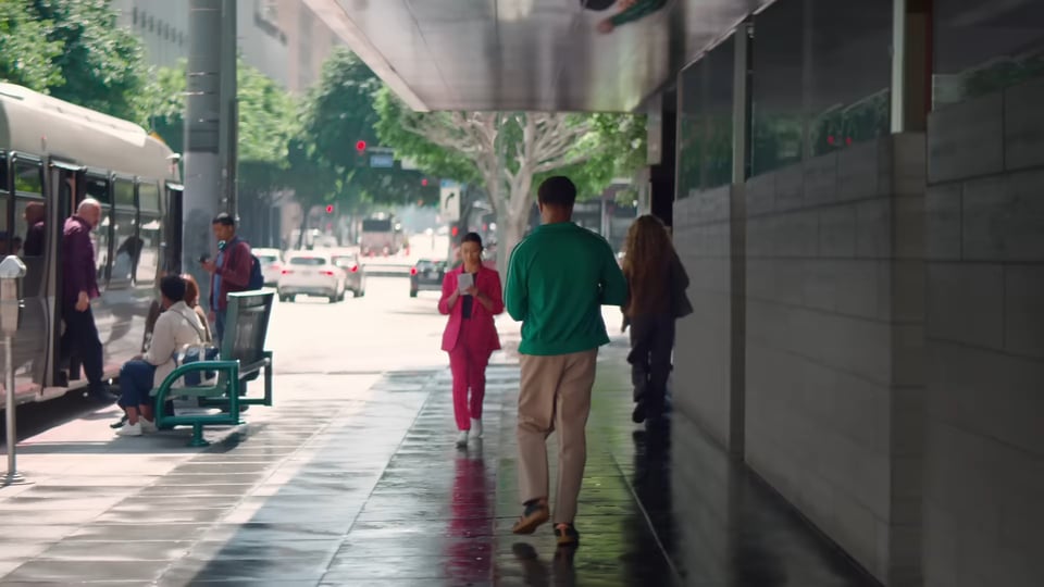 Two California lottery addicts on a street in what looks like L.A. to me