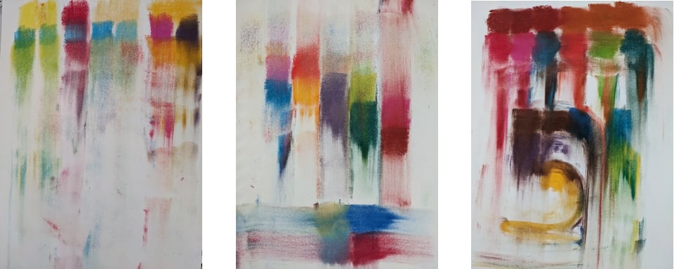 a few pages where pastel colors have been smudged for fun