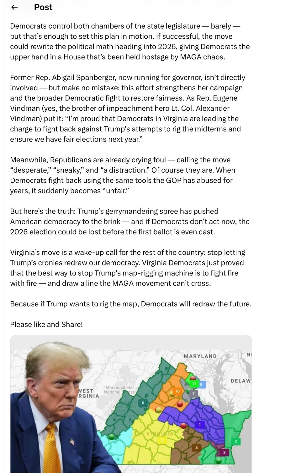 Update on what is happening in Virginia.