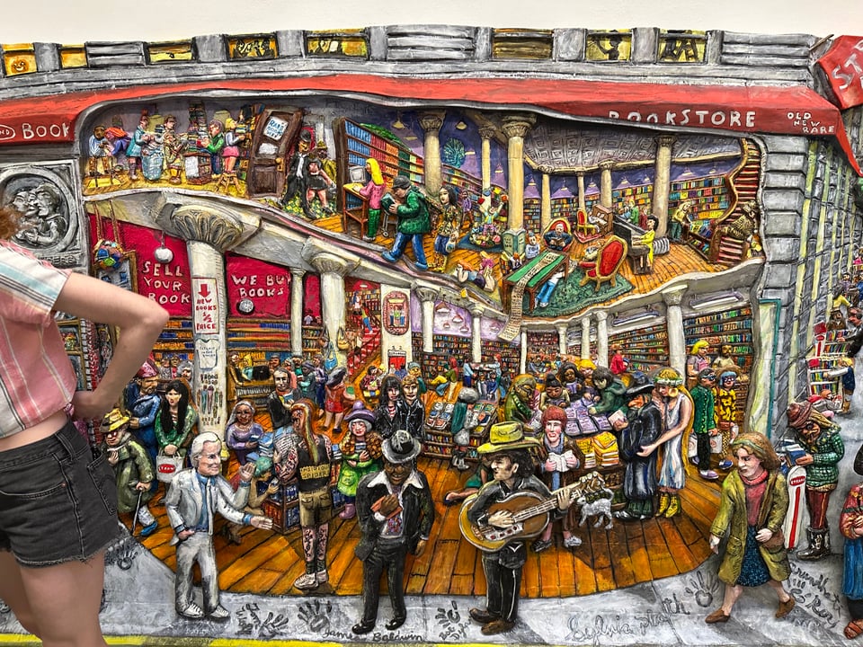 painting/sculpture of The Strand bookstore by Red Grooms
