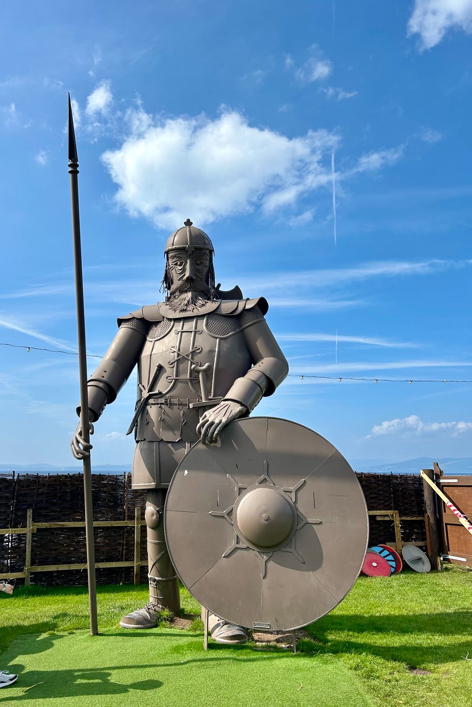 A metal statue of Magnus the Viking in Largs, Scotland. Image by Rowan Ambrose.