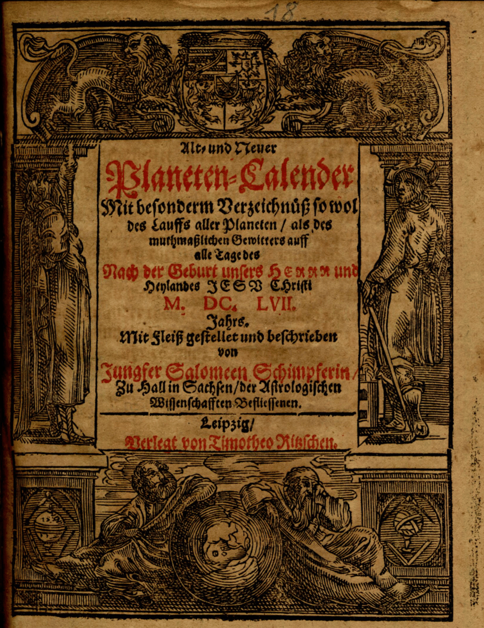 Portada del almanaque de Salome para 1657.