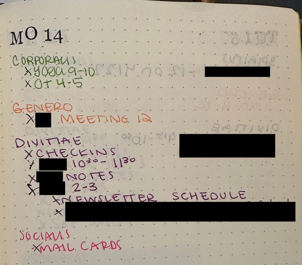daily planning page in bullet journal