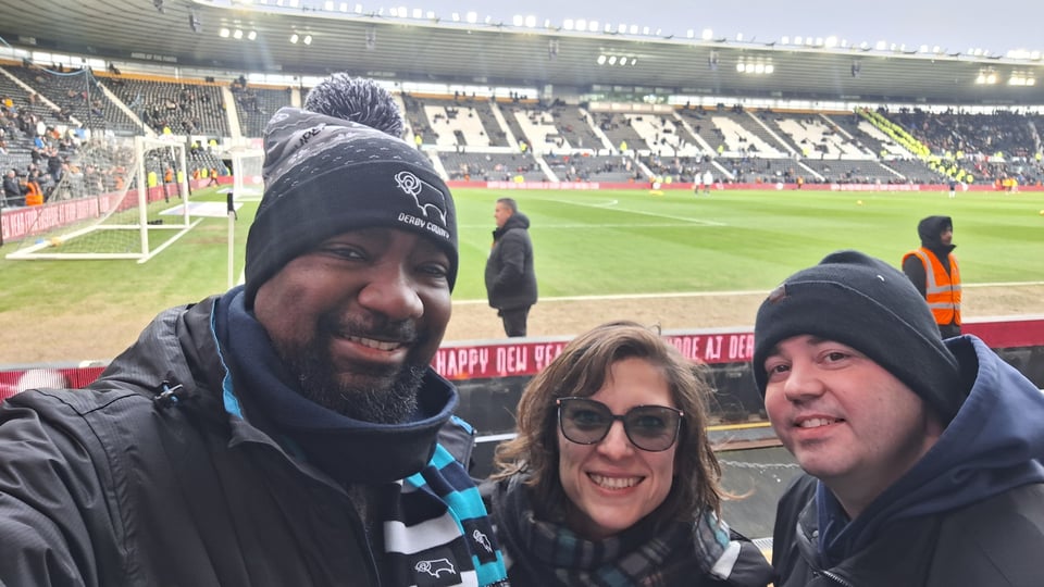 Pre-match selfie with Hope and Callum