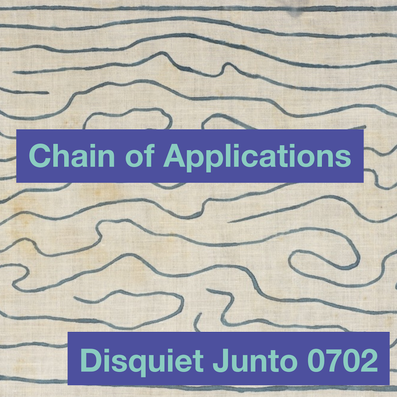 This image shows wavy hand-drawn lines in a gray-blue color on a cream background, plus the name and number of the project