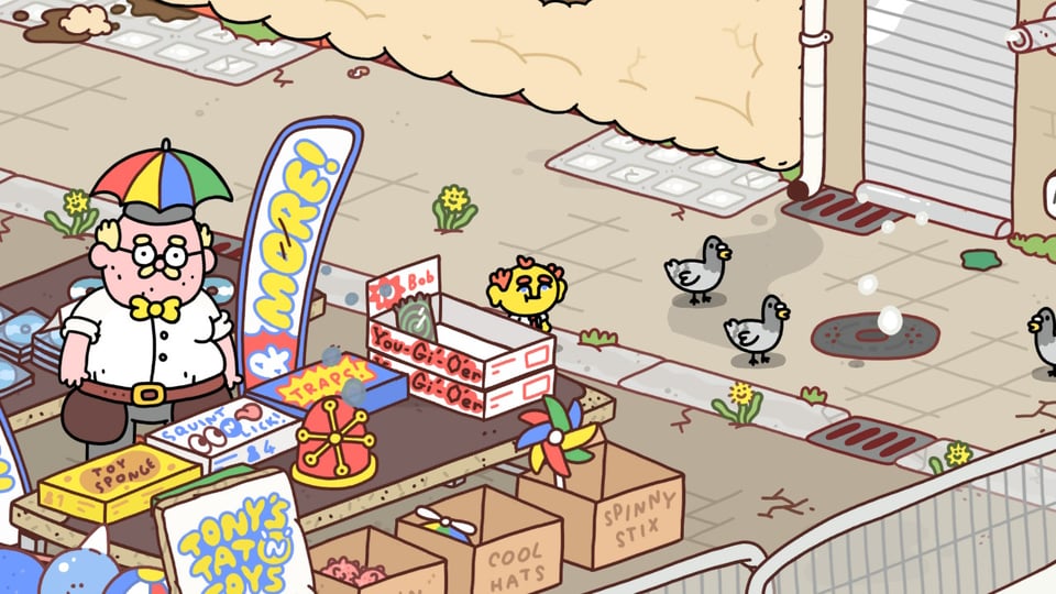 A screenshot from 'Thank Goodness You're Here!' A card game is being sold called