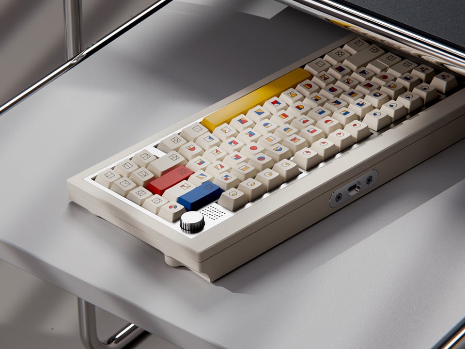 a keyboard with gestalt keycaps