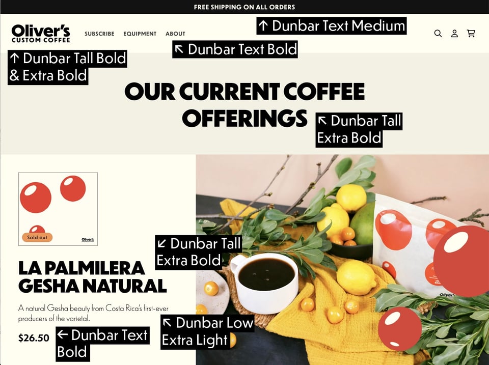 Website for Oliver’s Custom Coffee detail