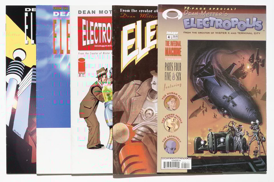 The covers to Electropolis by Dean Motter