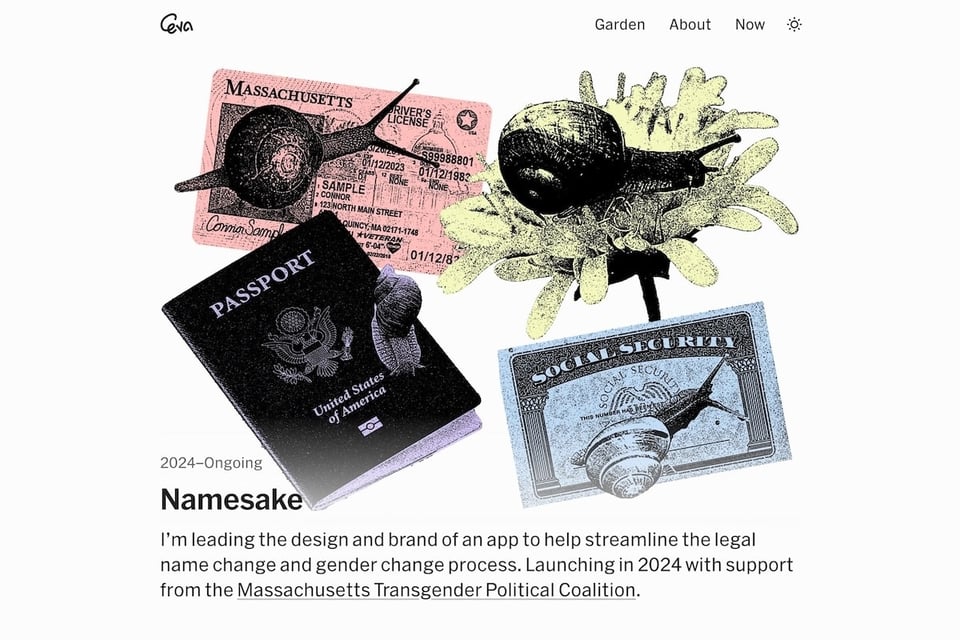 A section of the home page with a colorful illustration of snails and various passports