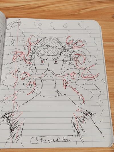 Portrait of the artist as the god of fire