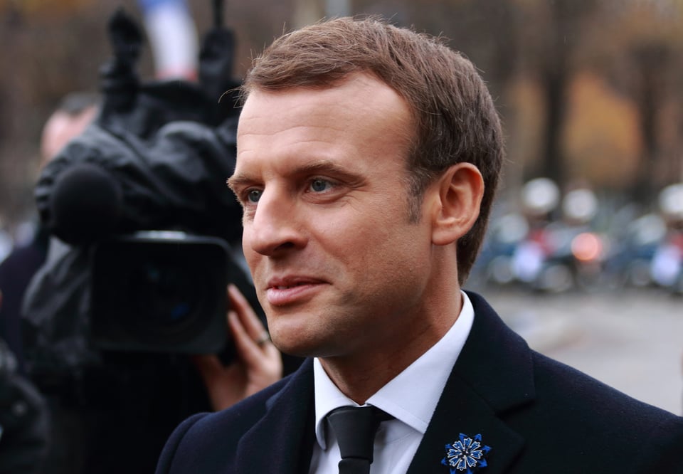 Emmanuel Macron at the Clemenceau statue ceremonies on November 11, 2017.