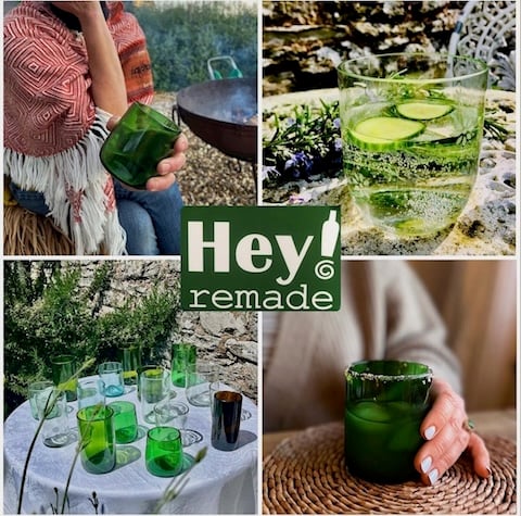 A composite image of glassware