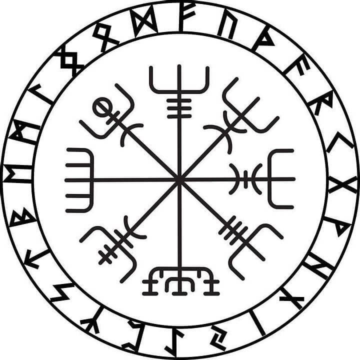 A mystic-looking eight-armed runic illustration.