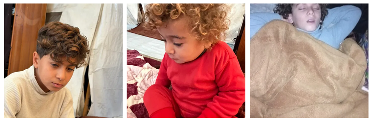 three photos of young children in Gaza