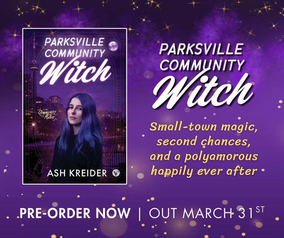 Parksville Community Witch cover promo graphic - pre-order now, out March 31st