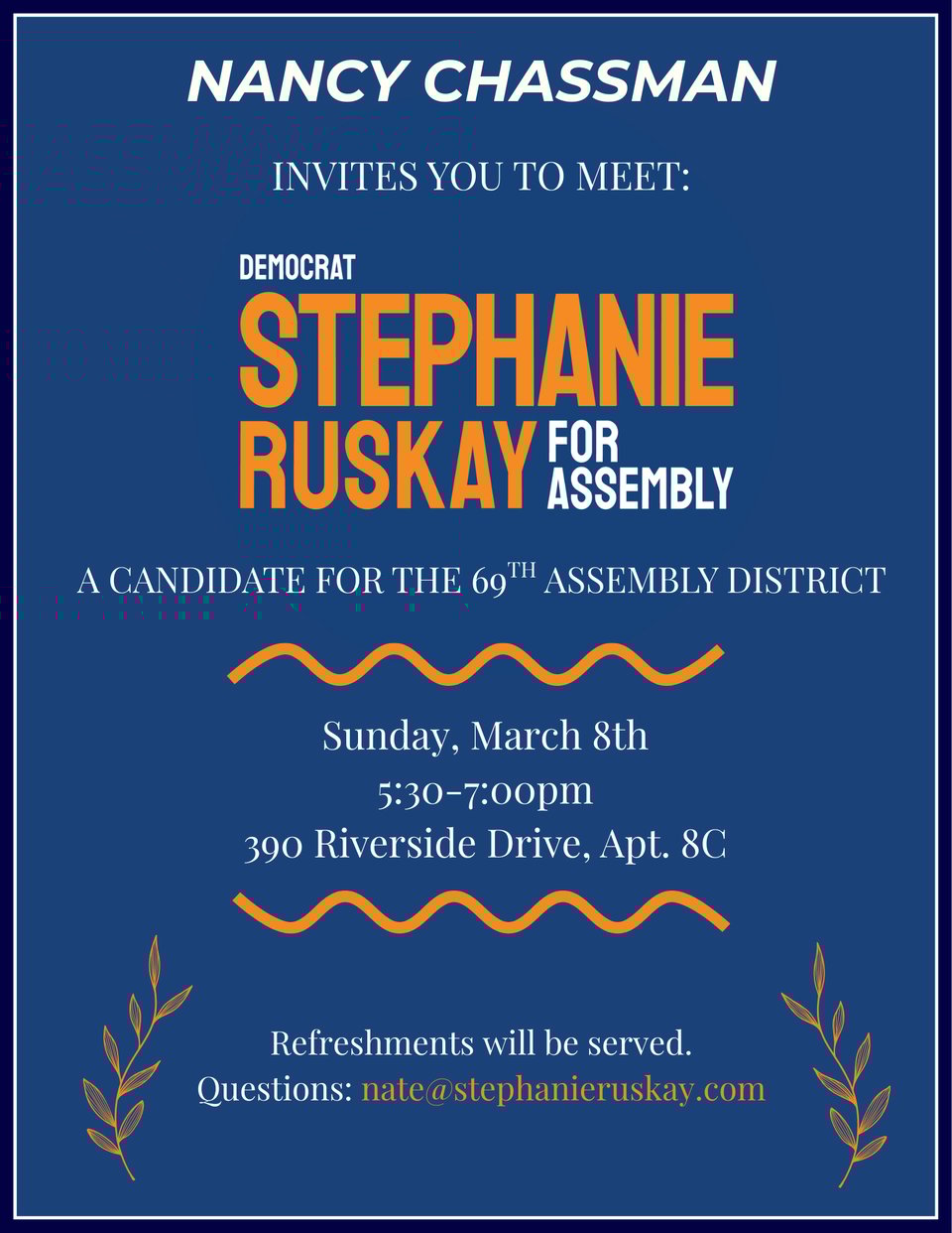 Invitation to a house party for Ruskay