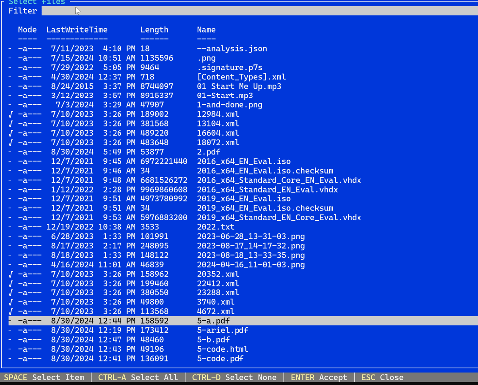 Picking files with Out-ConsoleGridView
