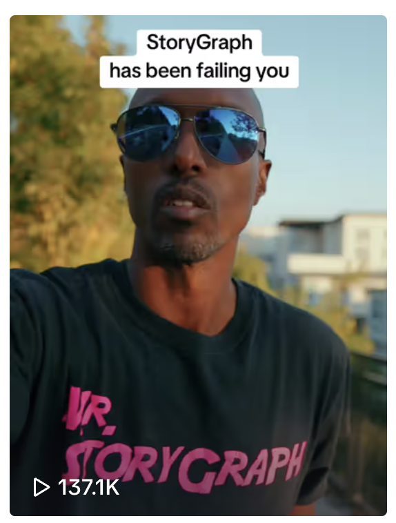Screenshot of cover image of Rob's TikTok video. It shows him facing the camera in shades and a black tshirt with the words