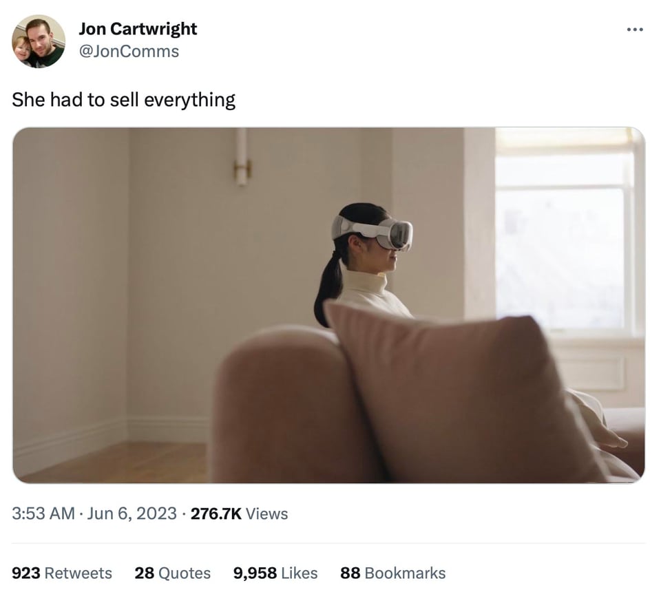 she had to sell everything to afford Vision Pro