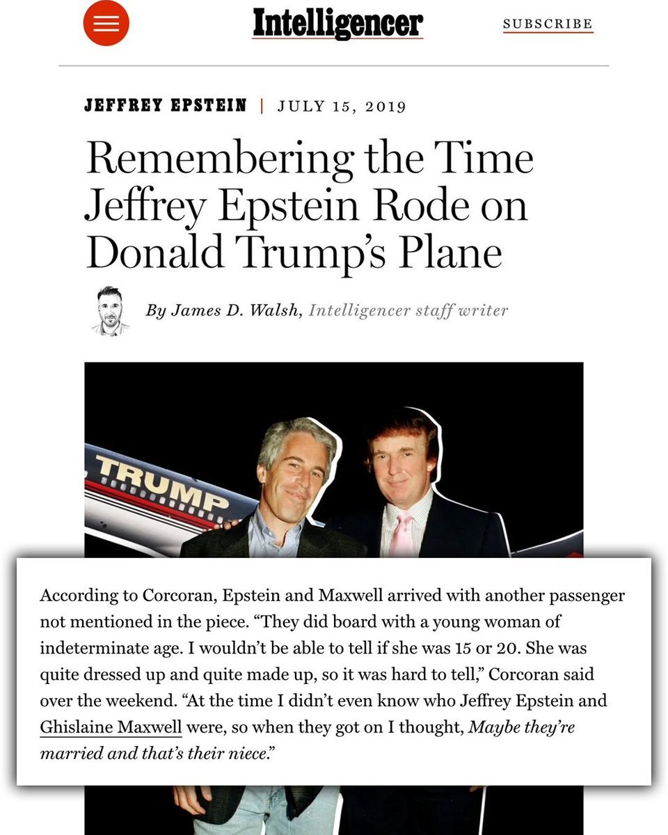 New York mag once wrote about Trump, Epstein and a “girl of indeterminate age