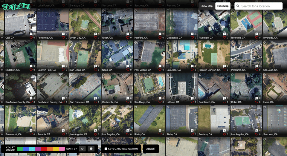 Imagery of courts in California