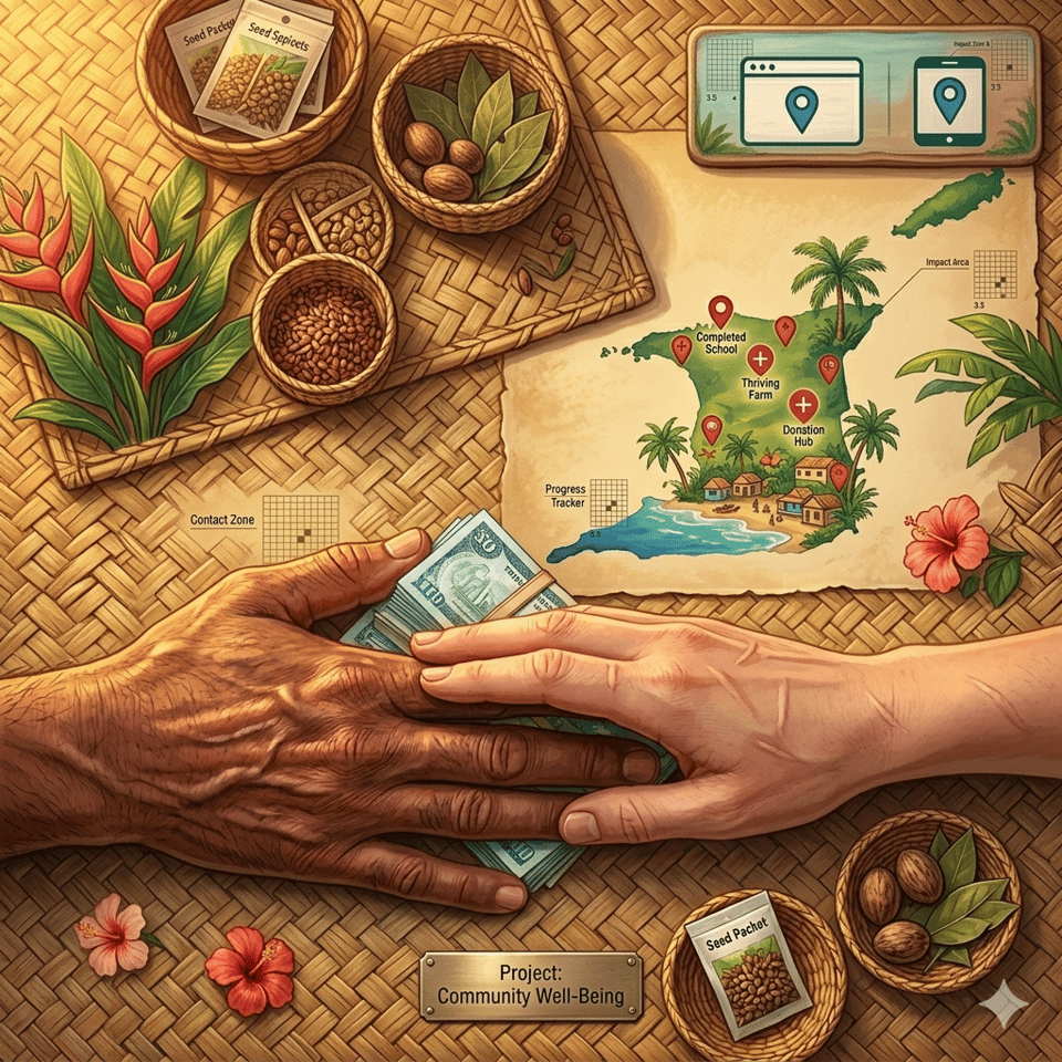 Caribbean Theme image of two hands holding