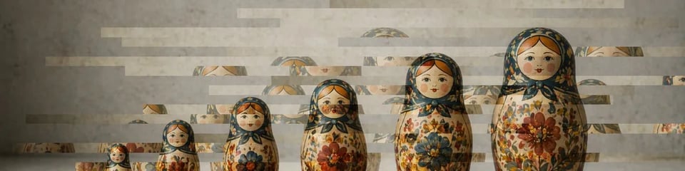 Six tiers of bitcoin self-custody, represented by matryoshka dolls