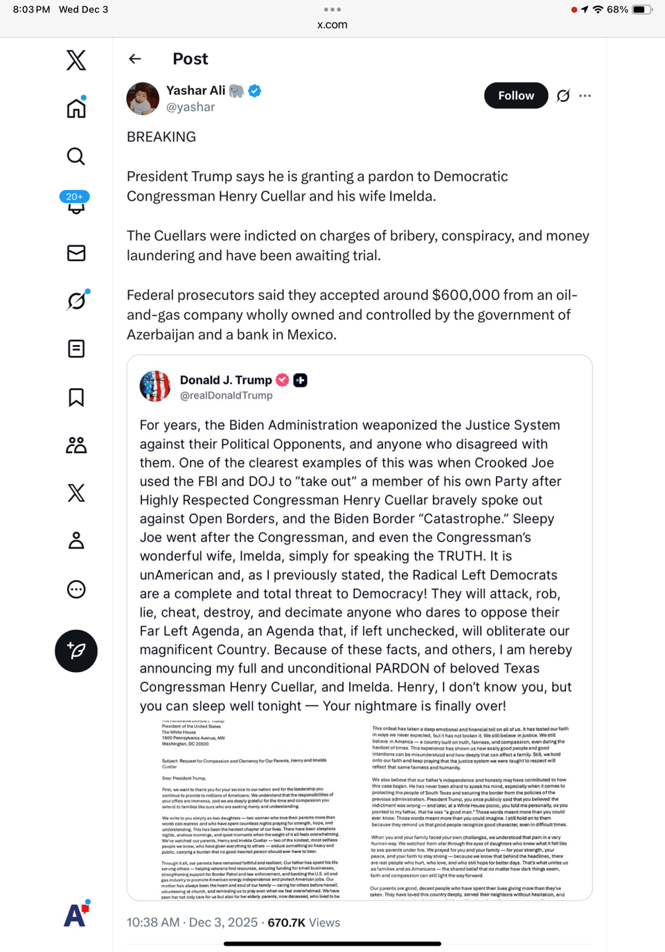 Trump pardons anyone who is corrupt, even a Democrat.