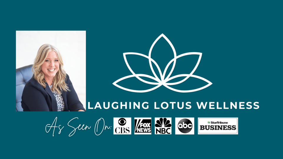 Promo graphic for Laughing Lotus Wellness, as seen on CBS, Fox News, NBC, ABC and Star Tribune Business