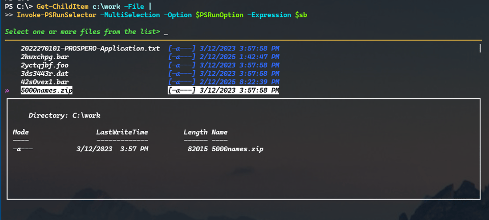 Using a selection expression