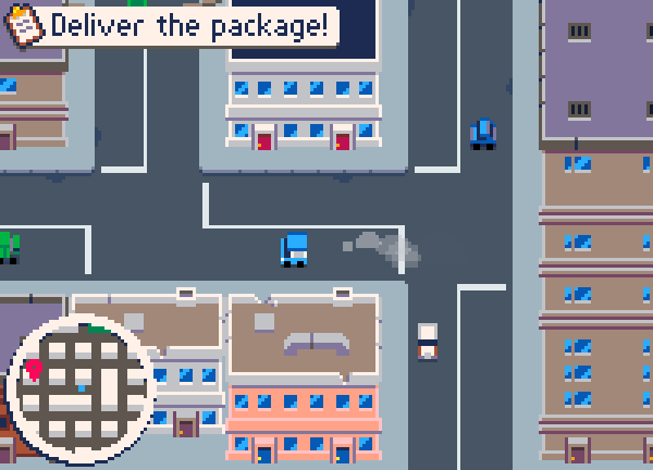 A dog in a car delivering a package to a raccoon.