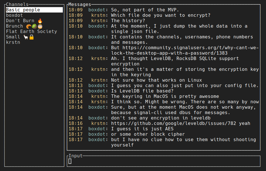 A still of the Gurk interface, from its GitHub README
