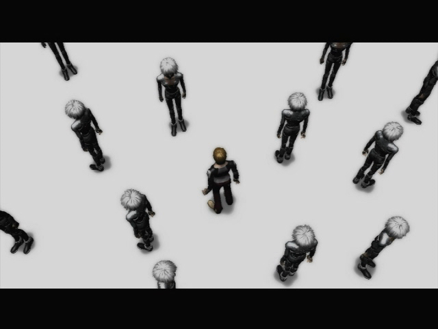 A man surrounded by copies of another man