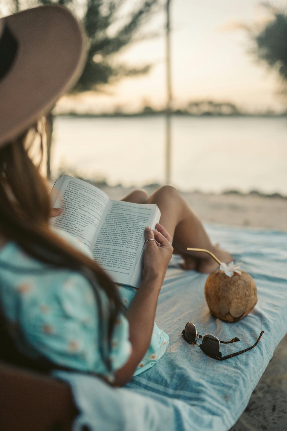 Photo by Taryn Elliott: https://www.pexels.com/photo/woman-in-blue-and-white-floral-dress-reading-book-on-beach-5993899/