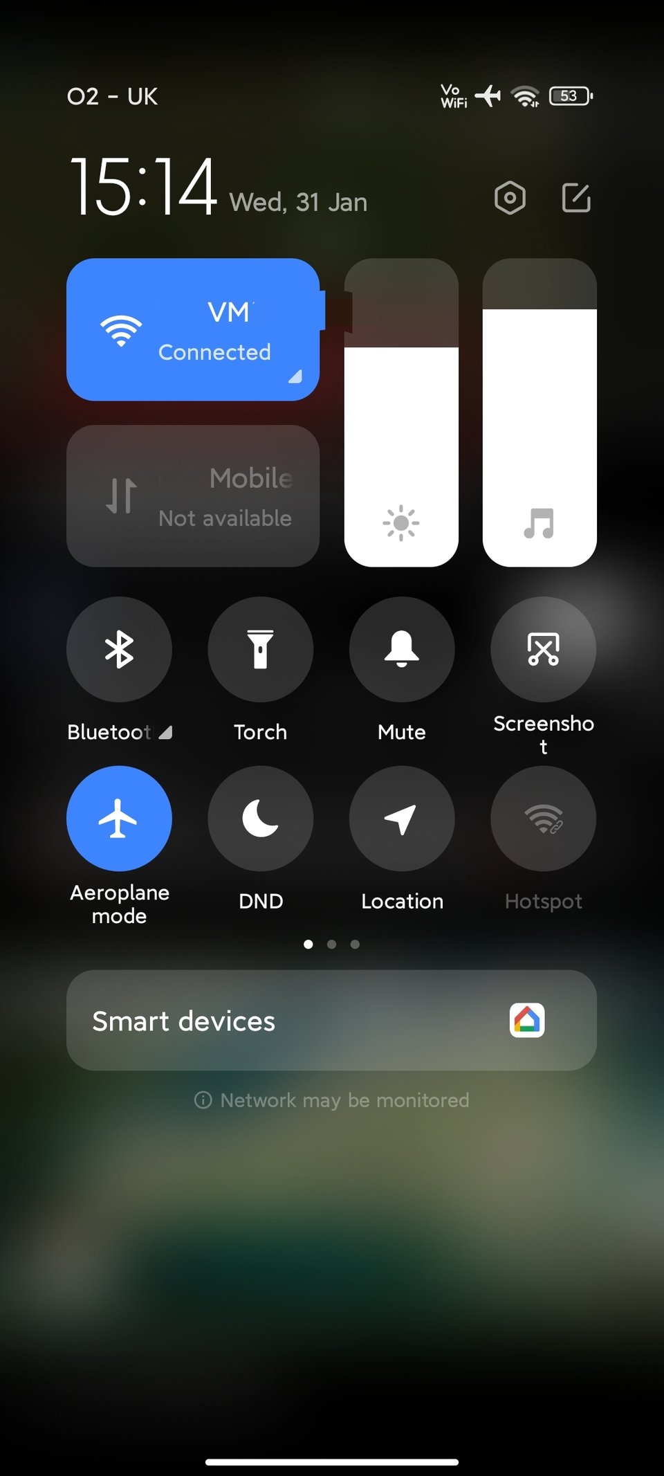 Voice over WiFi active on a POCO X3 Pro connected to Virgin Media internet