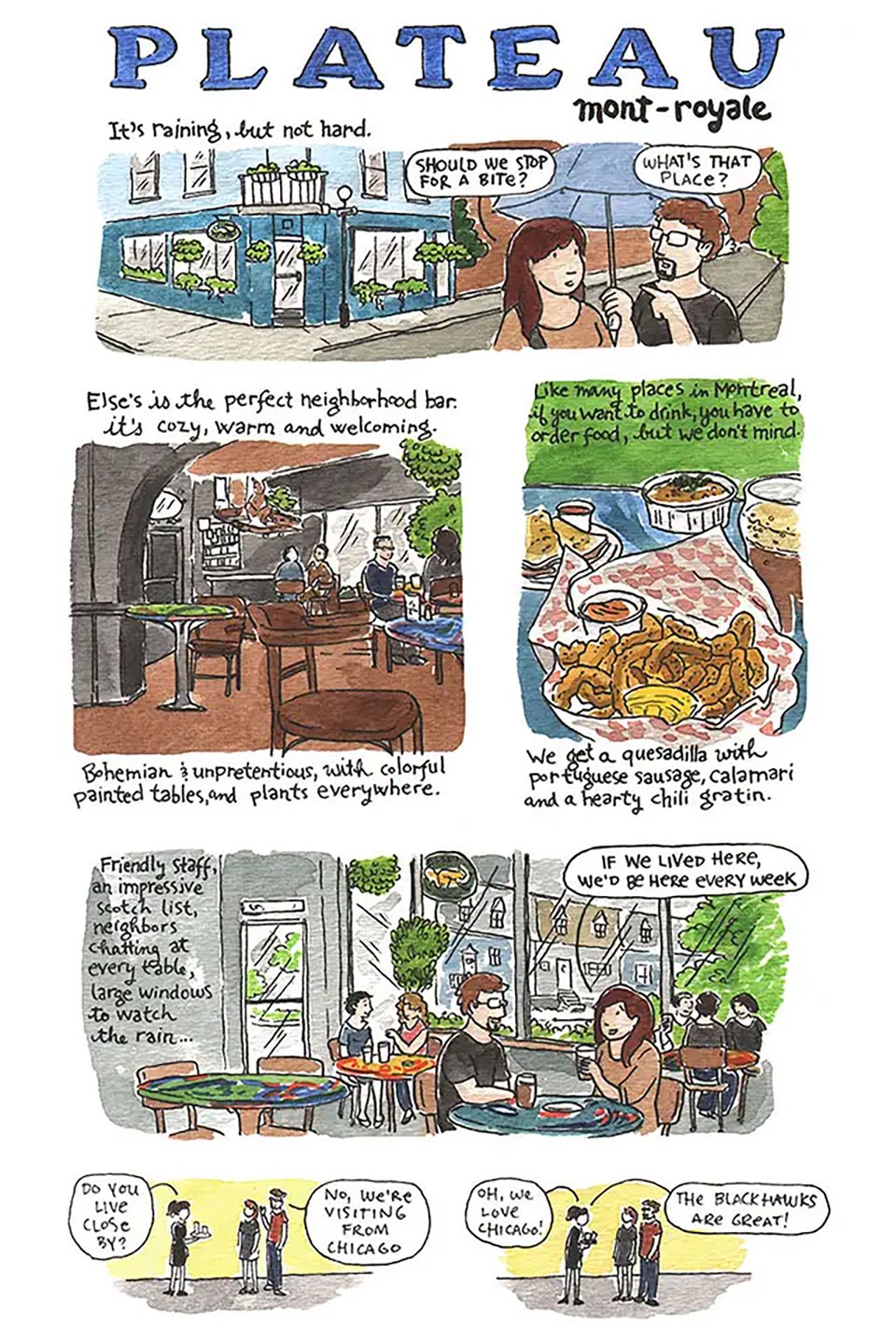 a page from my 2012 Montreal travelogue about Else's : Plateau Mont Royal